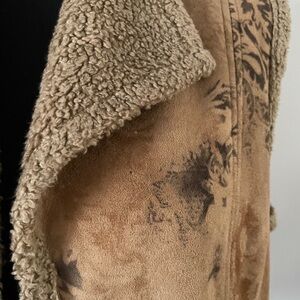 Dana Buchman Shearling Vest Women Size 10 Cognac Faux Suede Sherpa Cabincore